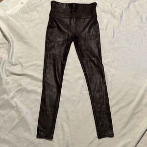 Spanx Faux Leather Leggings - Wine Maroon - Size M